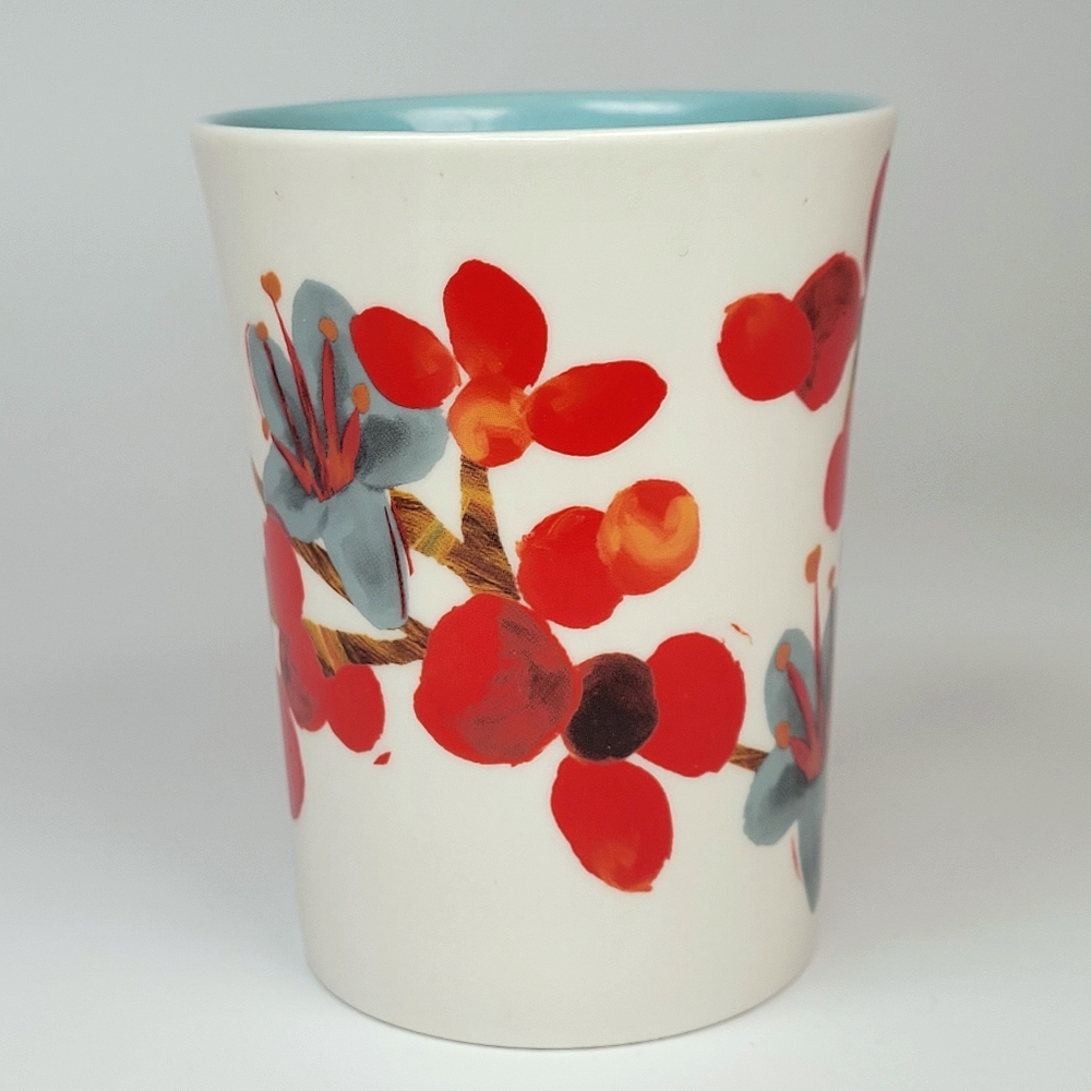 Starbucks 2008 Coffee CHERRY BLOSSOM 12oz Mug Cup Blue & Red Flower - Picture 6 of 8